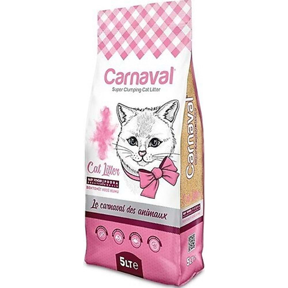 Carnaval Premium Bentonit Kedi Kumu 5 Lt Pudralı