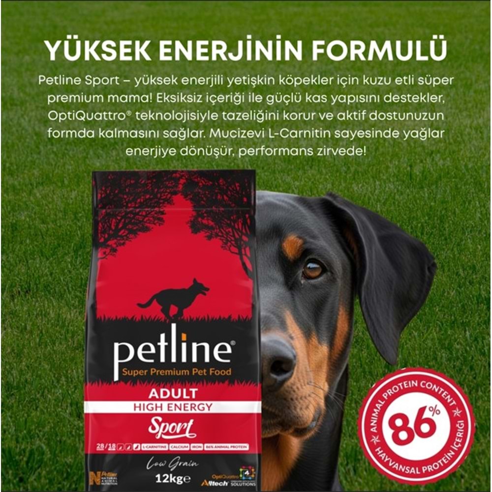 Petline S. P. Yetişkin Köpek Maması Yüksek Enerji Kuzu Etli 12 Kg Sport