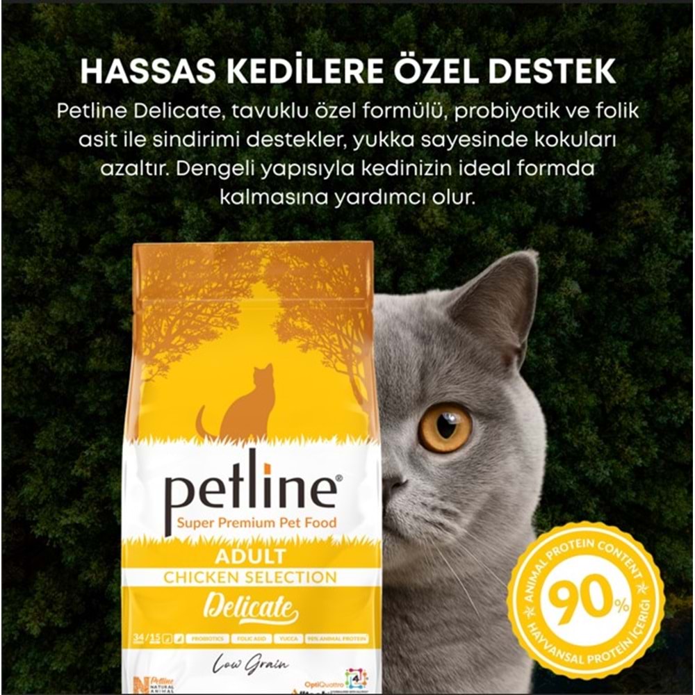 Petline S. P. Yetişkin Kedi Maması Tavuklu 10 Kg Delicate