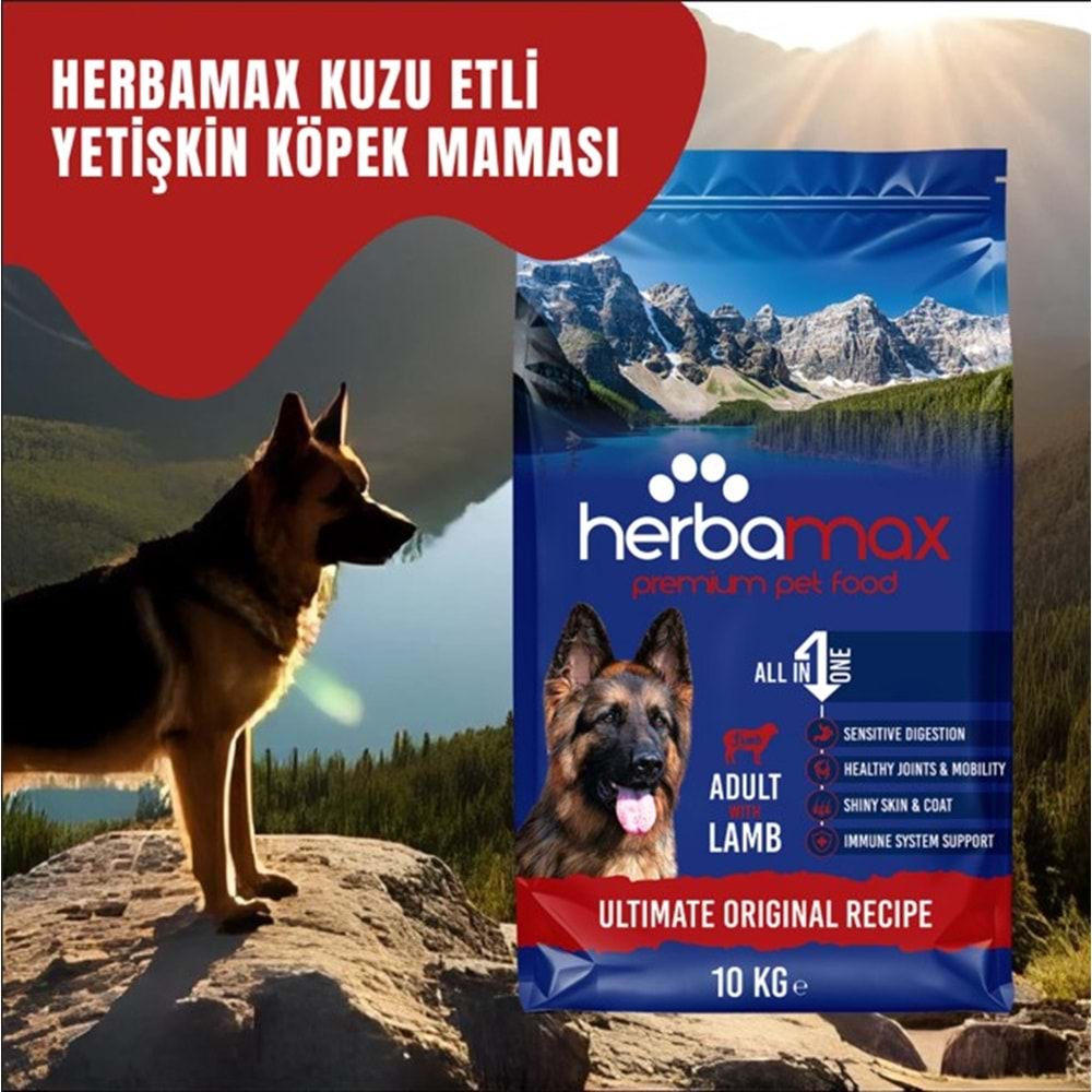 Herbamax P. Yetişkin Köpek Maması Kuzu Etli Ve Pirinçli 10 Kg