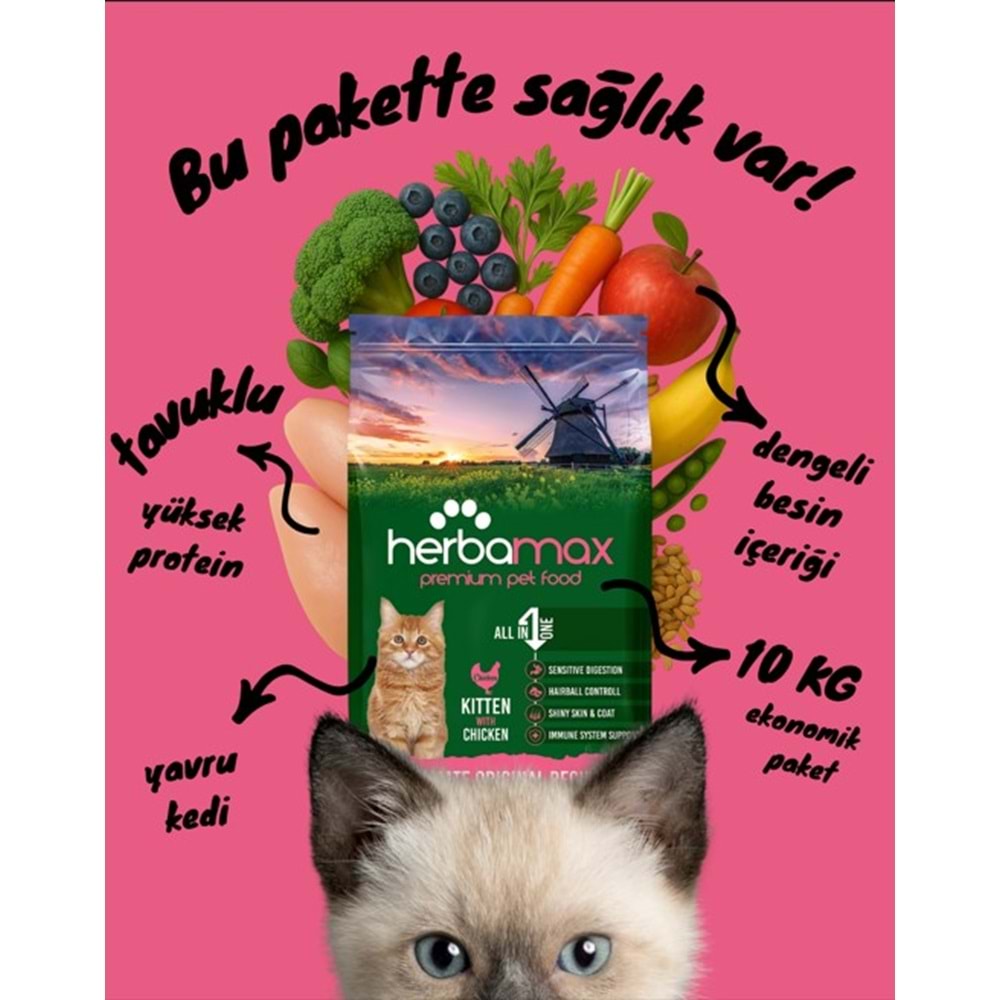 Herbamax P. Kitten Kedi Maması Tavuk Etli 10 Kg