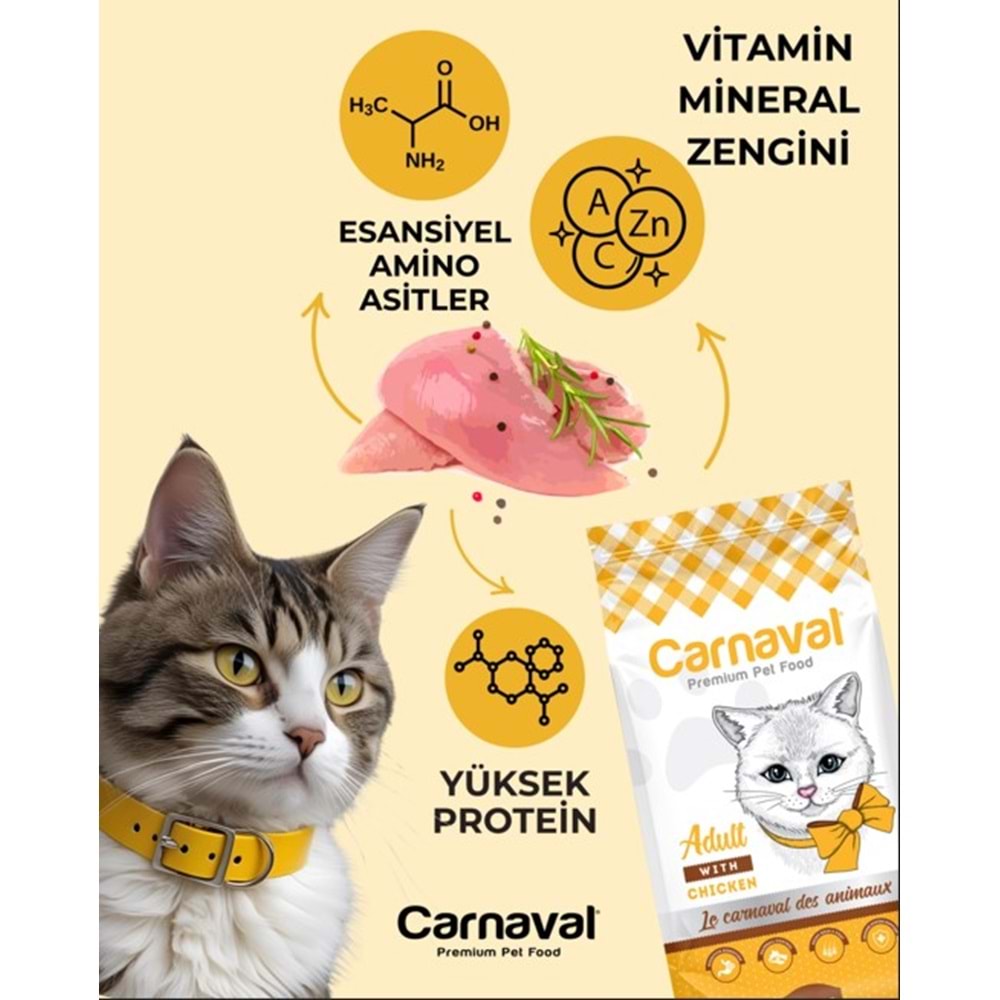 Carnaval Premium Yetişkin Kedi Maması Tavuklu 15 Kg