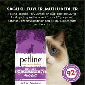 Petline S. P. Yetişkin Kedi Maması Kısırlaştırılmış Tavuklu 6 Kg Hairball