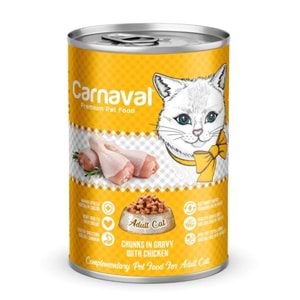 Carnaval Premium Yetişkin Kedi Konservesi Tavuklu 400 Gr