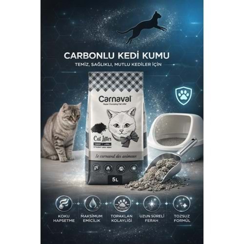Carnaval Premium Bentonit Kedi Kumu 5 Lt Karbonlu