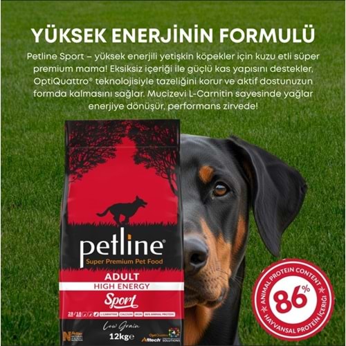 Petline S. P. Yetişkin Köpek Maması Yüksek Enerji Kuzu Etli 12 Kg Sport