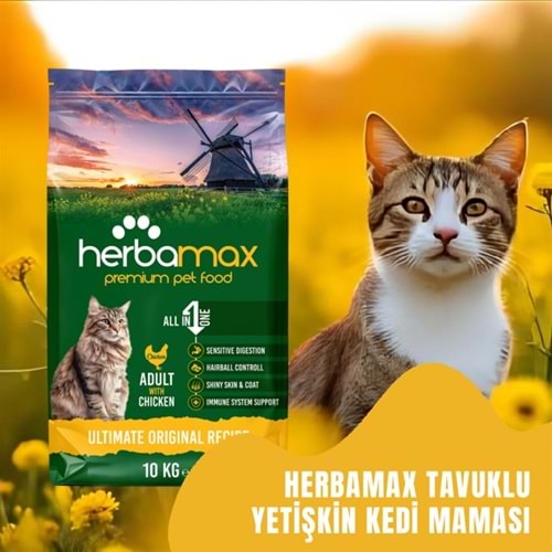 Herbamax P. Yetişkin Kedi Maması Tavuk Etli 10 Kg