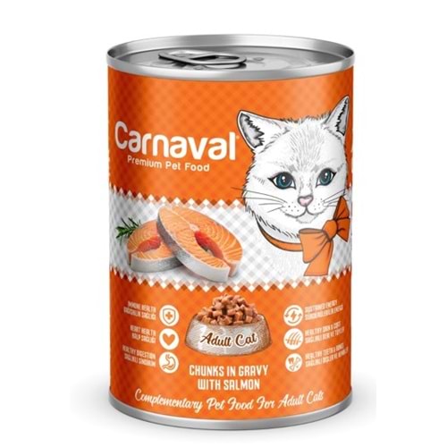Carnaval Premium Yetişkin Kedi Konservesi Somon Balıklı 400 Gr