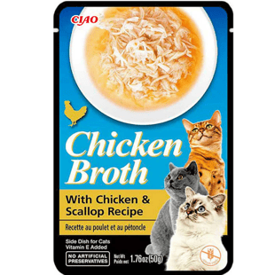 Ciao Chicken Broth Tavuk Sulu ve Deniz Taraklı Kedi Et Suyu Çorbası 50 Gr EU823 - 1