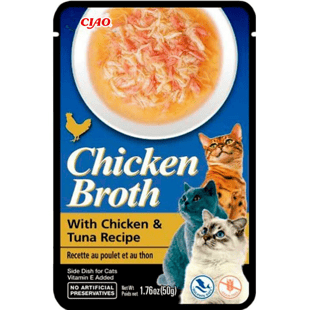 Ciao Chicken Broth Tavuk Sulu ve Ton Balıklı Kedi Et Suyu Çorbası 50 Gr EU822 - 1