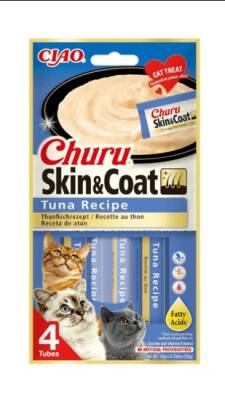 Ciao Churu Cream Skin&Coat -Cilt ve Tüy Sağlığı- Ton balıklı Kedi Ödül Maması 4 x 14 Gr EU671 - 1