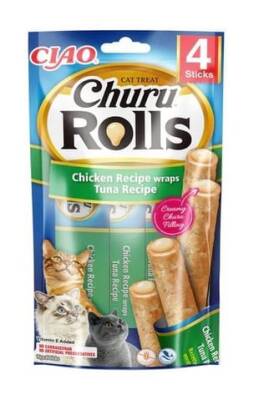 Ciao Churu Rolls Sticks Tavuk Sargılı & Ton Balıklı Kedi Ödül Maması 4 x 10 Gr EU731 - 1