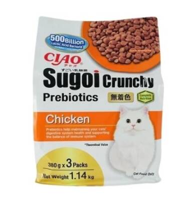 Ciao Sugoi Crunchy Tavuklu Kedi Prebiotik Takviye Maması 380 Gr x 3 Paket (1.14 Kg) CDT-253 - 1