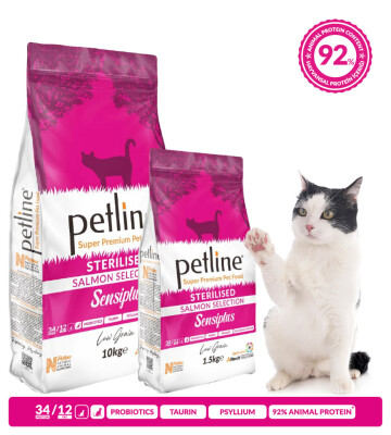 Petline S. P. Yetişkin Kedi Maması Kısırlaştırılmış Somonlu 10 Kg (Sensiplus) - 3