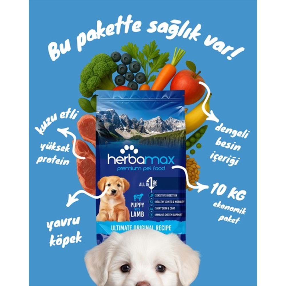 Herbamax P. Yavru Köpek Maması Kuzu Etli Ve Pirinçli 10 Kg