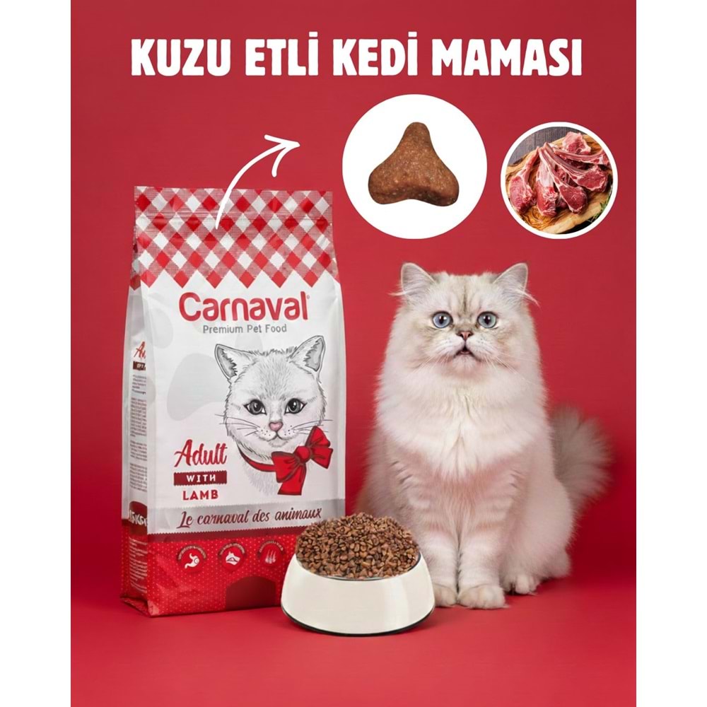Carnaval Premium Yetişkin Kedi Maması Kuzu Etli 1.5 Kg