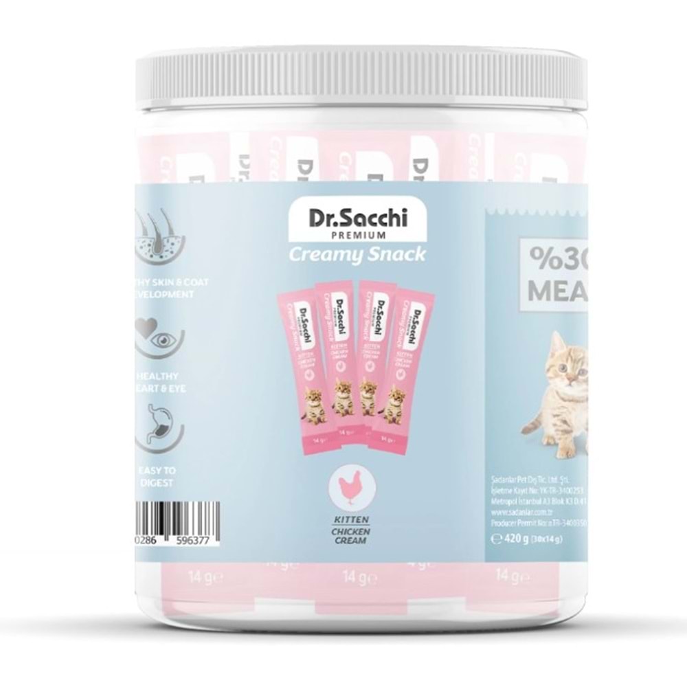Dr.Sacchi Kitten Chicken Sıvı Kedi Ödülü 14gr - 30'Lu Kavanoz